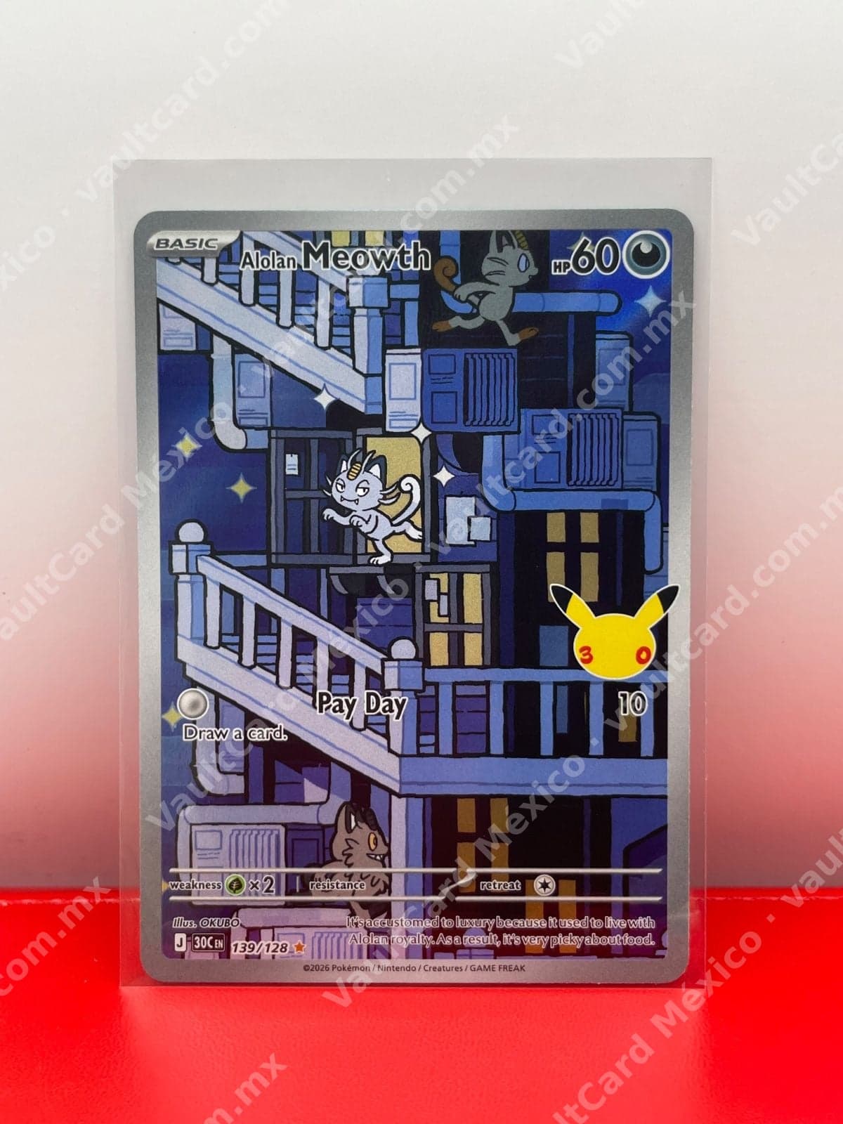 Alolan Meowth 139/128 - Illustration Rare (30C) Inglés