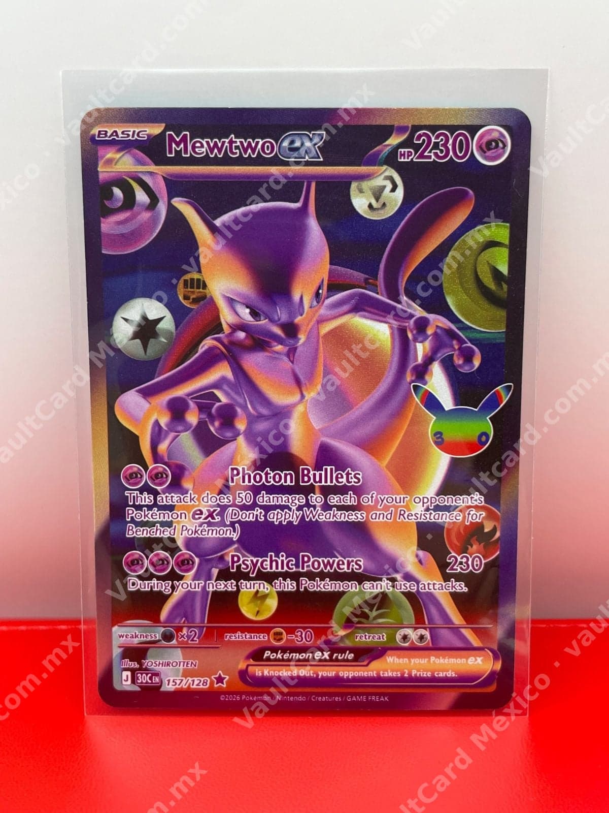 30th Celebration Mewtwo ex 157/128 - Futuristic Rare Inglés