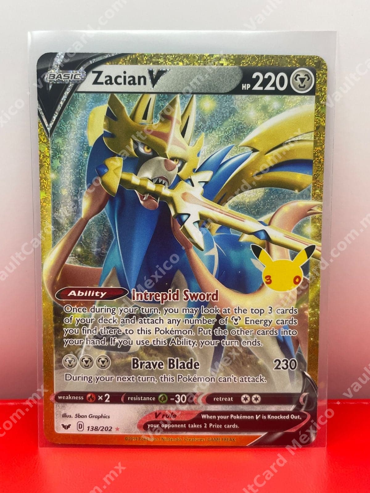 30th Celebration Zacian V 138/202 - Classic Collection Inglés