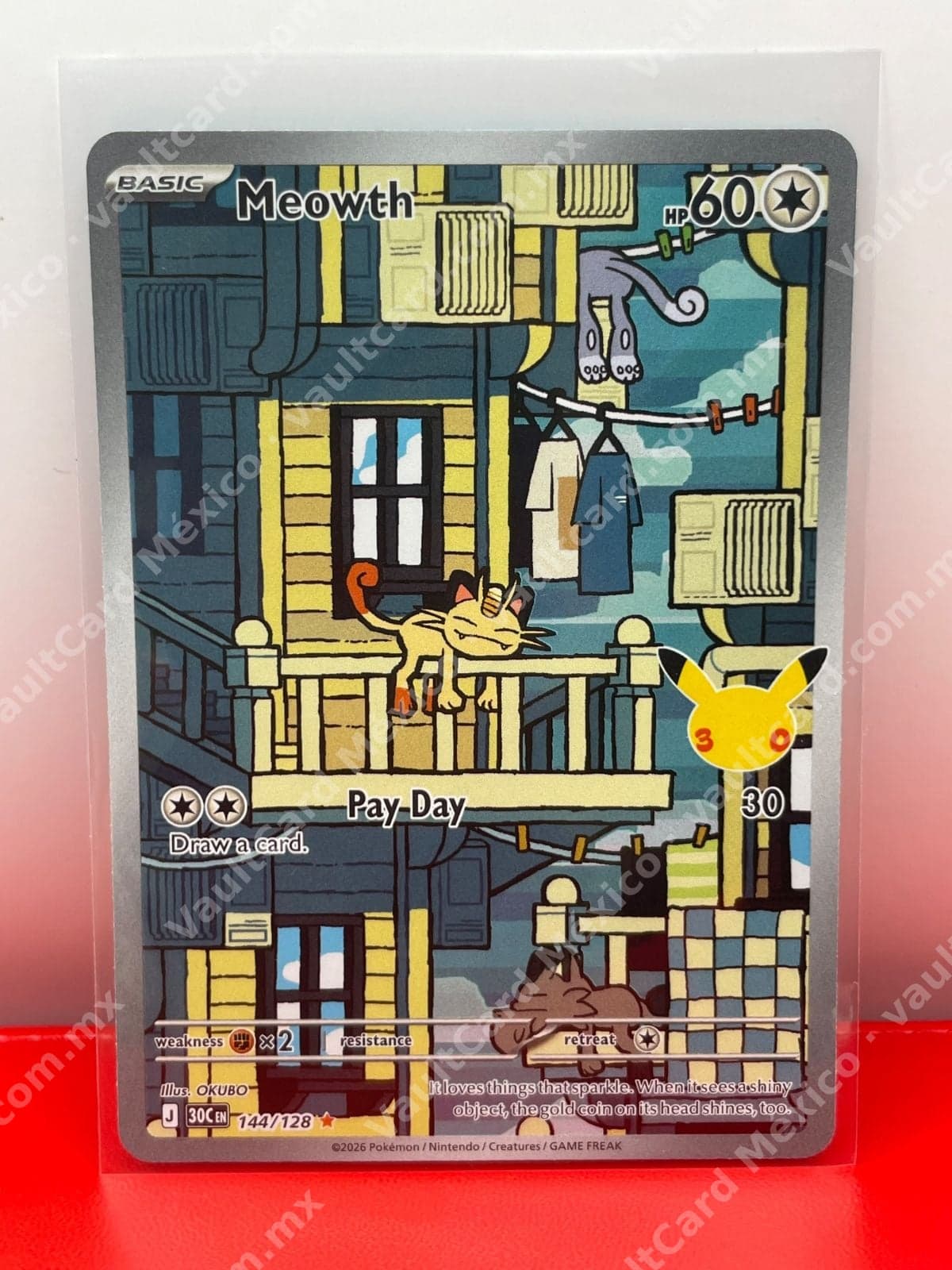 30th Celebration Meowth 144/128 - Illustration Rare Inglés