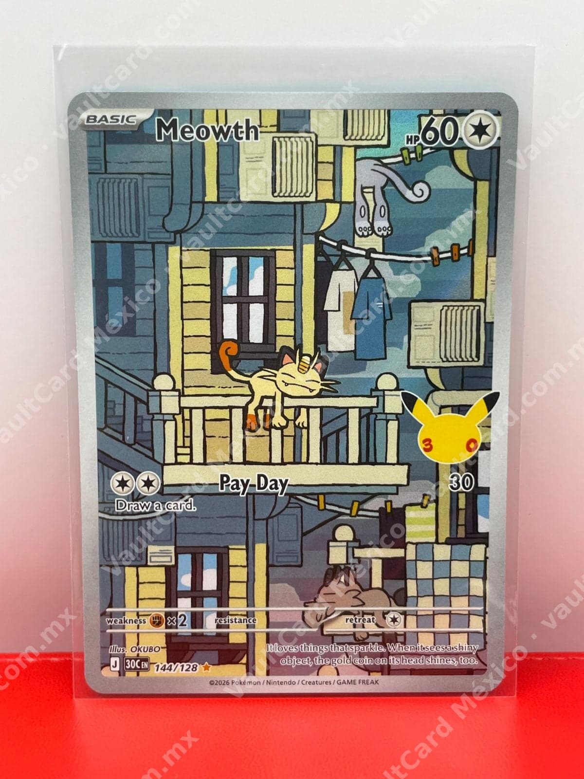 30th Celebration Meowth 144/128 - Illustration Rare Inglés