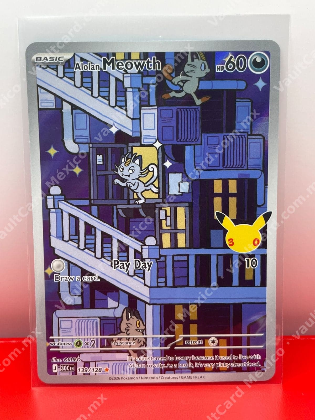 30th Celebration Alolan Meowth 139/128 - Illustration Rare Inglés