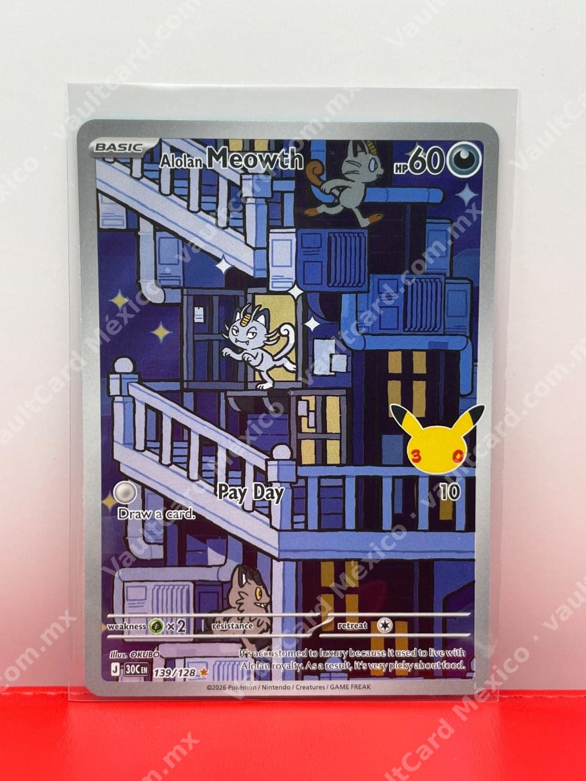 30th Celebration Alolan Meowth 139/128 - Illustration Rare Inglés