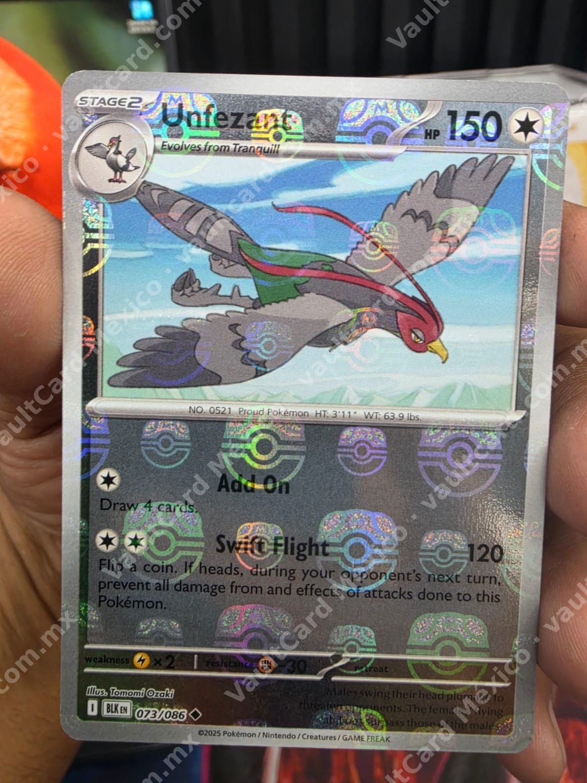 Unfezant 073/086 - (BLK) Inglés Reverse Holo MASTERBALL