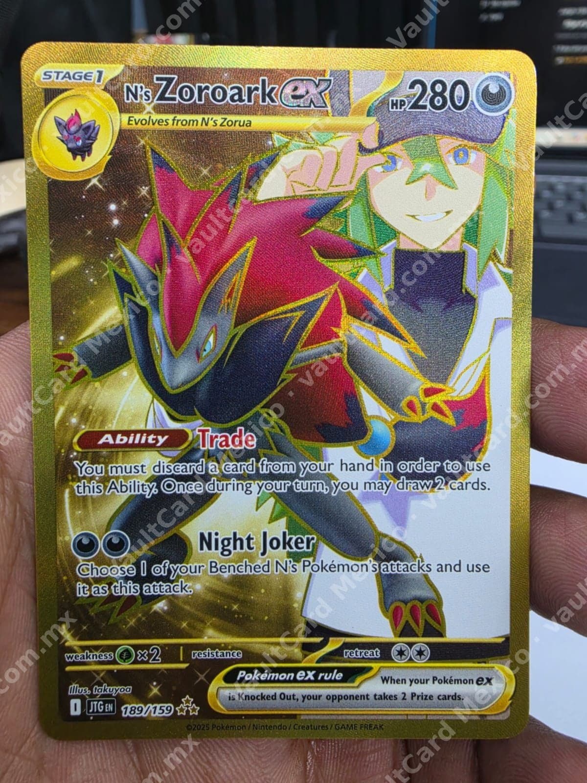 N's Zoroark ex 189/159 - (JTG) Inglés Gold Hyper Rare