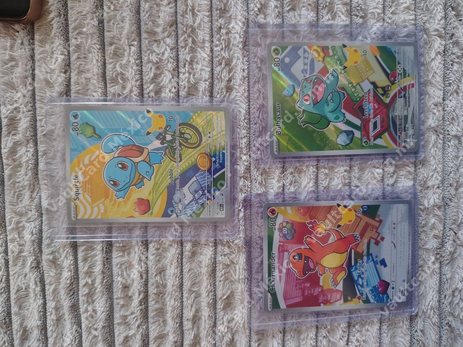 Bulbasur, Charmander y Squirtle los 3 iniciales del First partner ilustration series 1