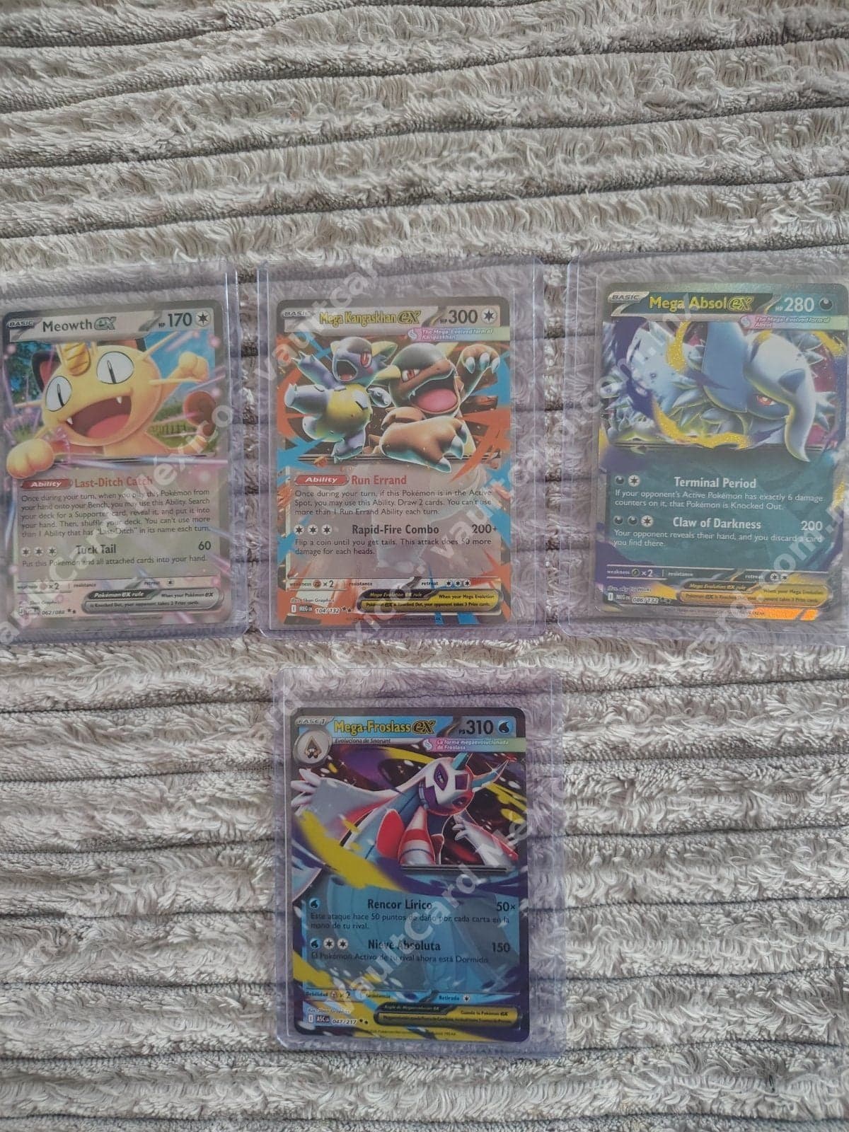 MEGA LOTE MEGA: MEGA ABSOL EX, MEGA - FROSLASS EX, MEGA KANGASKHAN EX Y MEOWTH EX