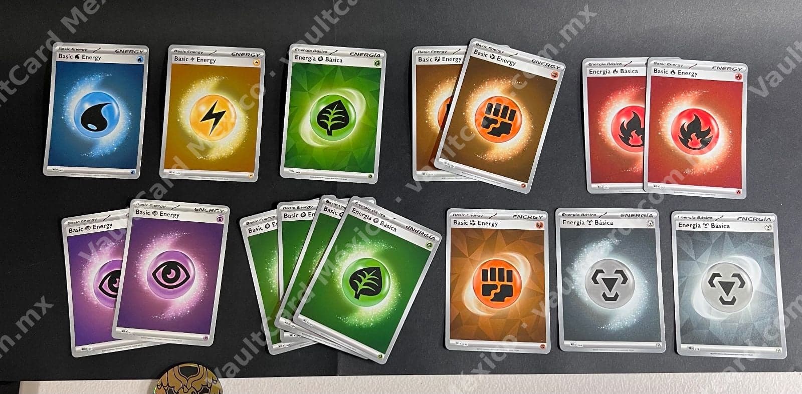 Lote de Cartas de Energía Básica Pokémon TCG - Todos los Tipos (Inglés y Español) — foto 1