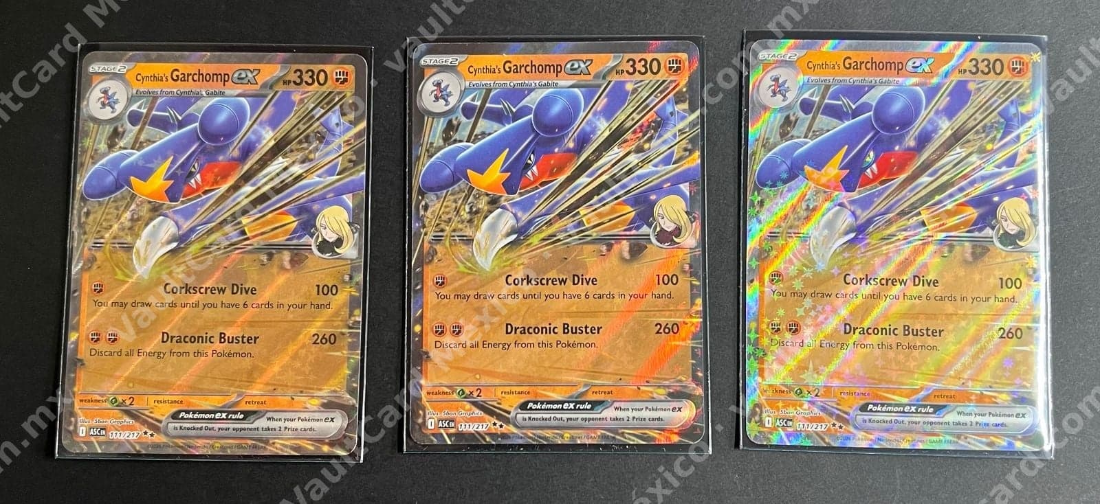 Lote 3x Cynthia's Garchomp ex 111/217 (ASC) Inglés