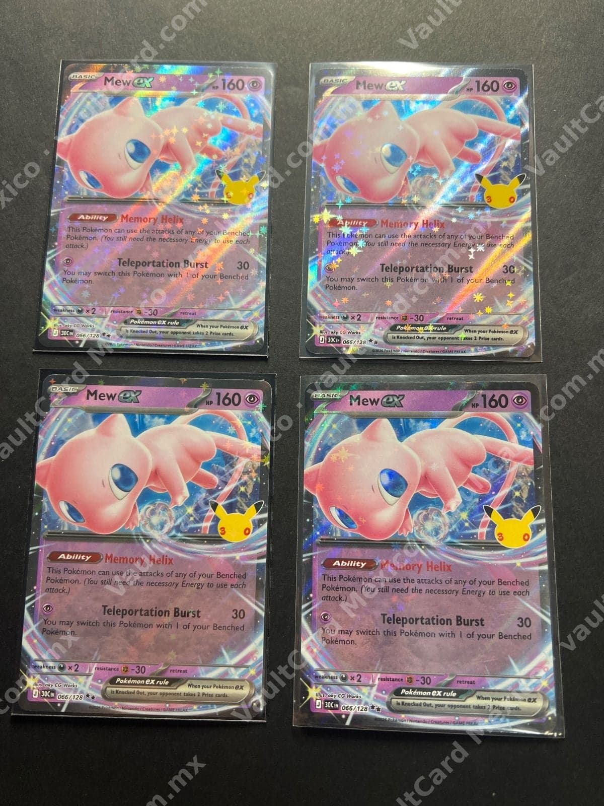 Lote 4x Mew ex 066/128 - 30th Anniversary Inglés