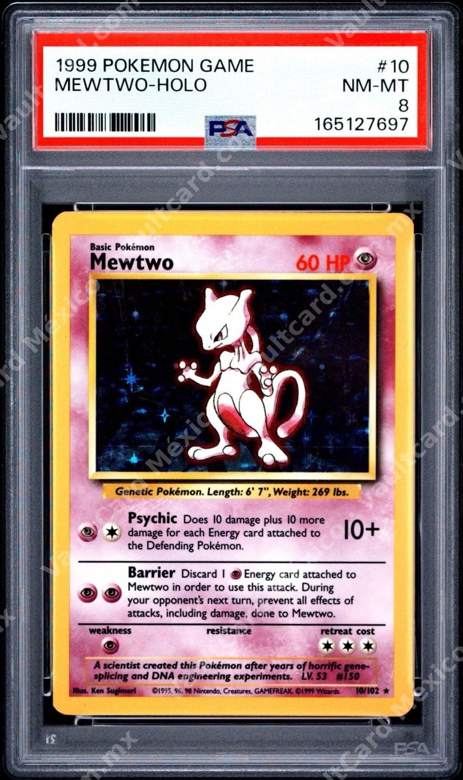 Mewtwo Holo 10/102 - Base Set 1999 Inglés PSA 8 NM-MT