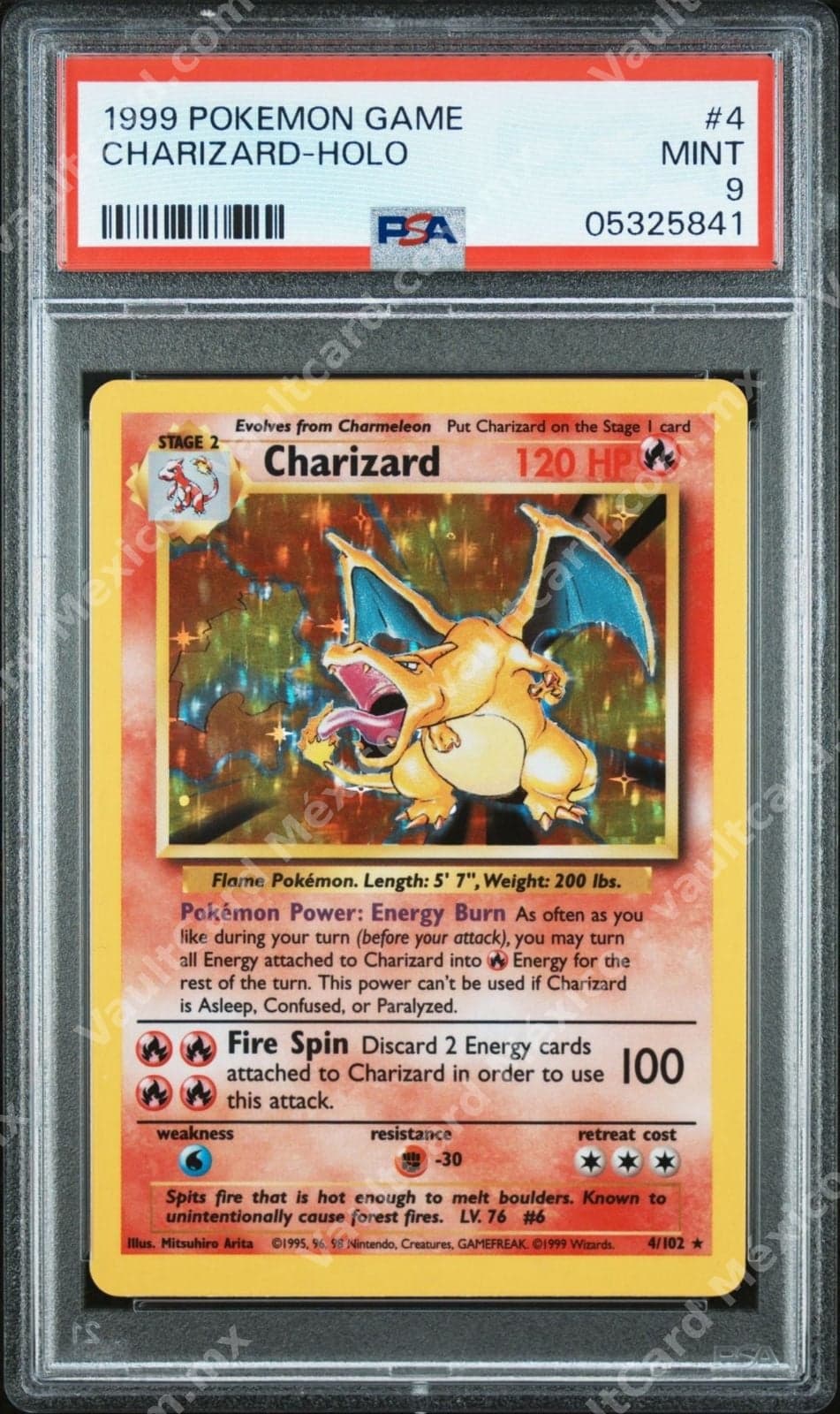 Charizard Holo 4/102 - Base Set 1999 Inglés PSA 9 MINT