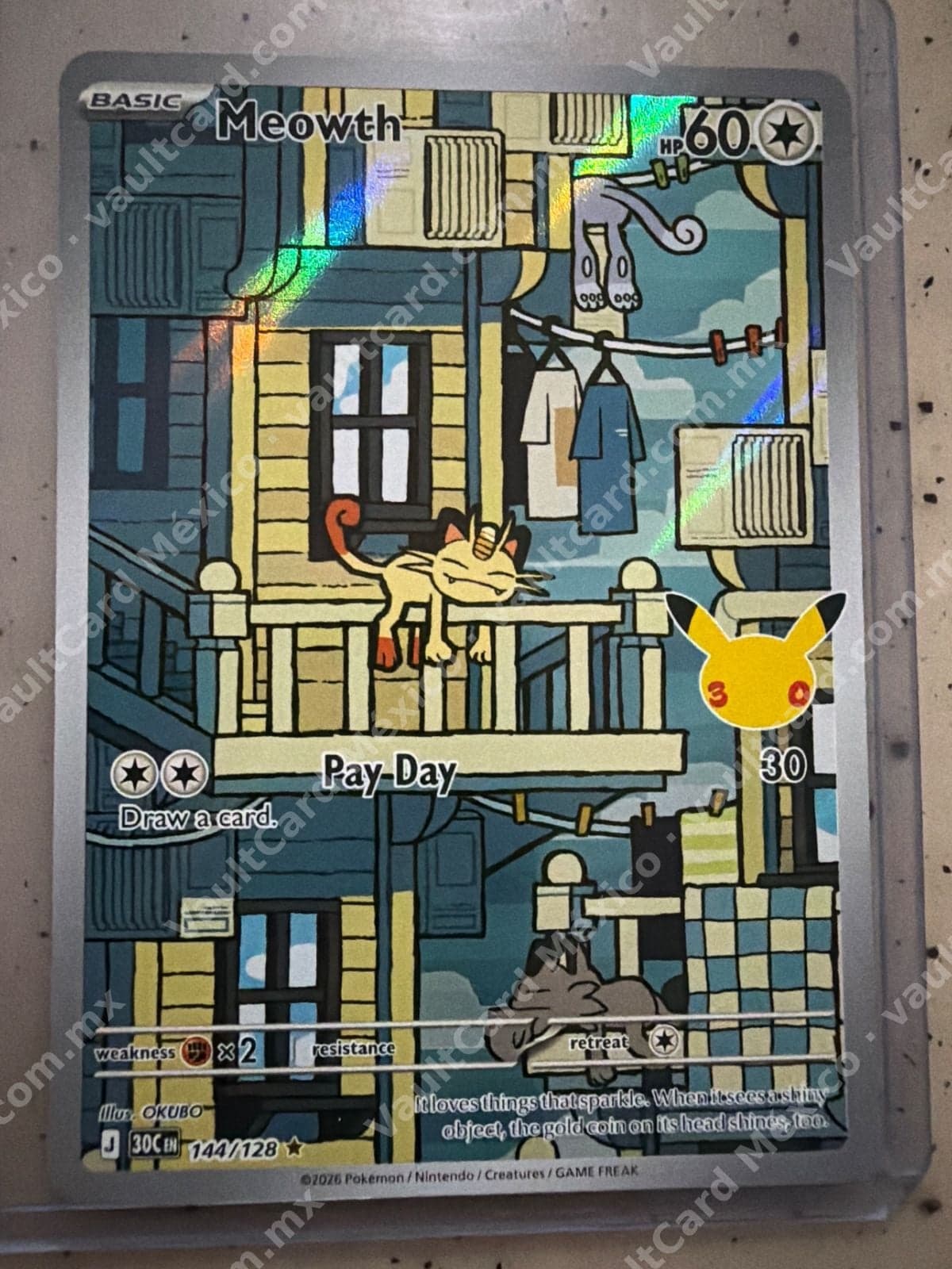 Meowth 144/128 - Illustration Rare (JTG) Inglés
