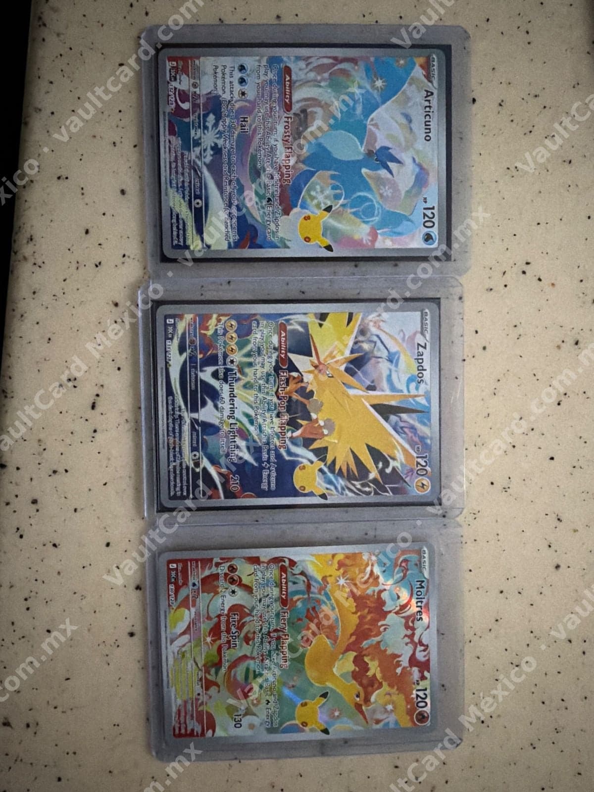 Lote Articuno, Zapdos y Moltres Full Art - 151 (MEW) Inglés