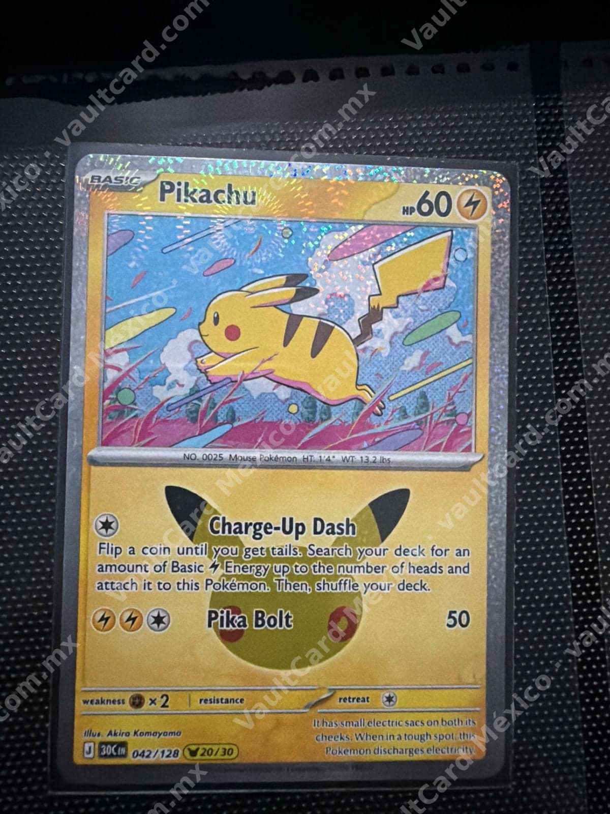 Pikachu 042/128 (30C) 20/30 - Inglés Holo