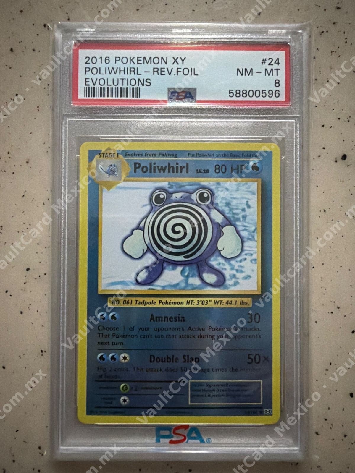 Poliwhirl 24/108 Reverse Foil - XY Evolutions Inglés - PSA 8 NM-MT