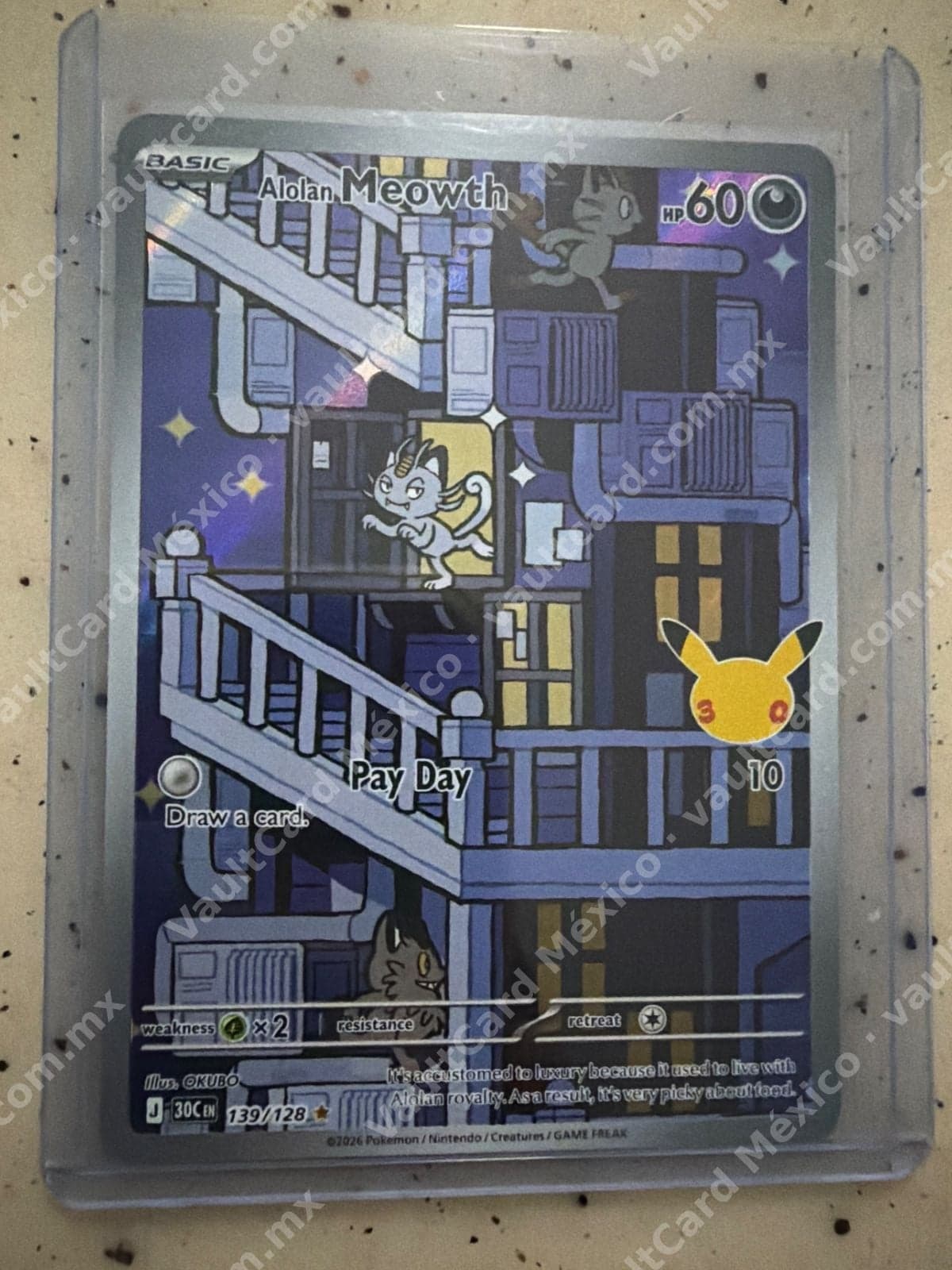 Alolan Meowth 139/128 - Illustration Rare (30C) Inglés