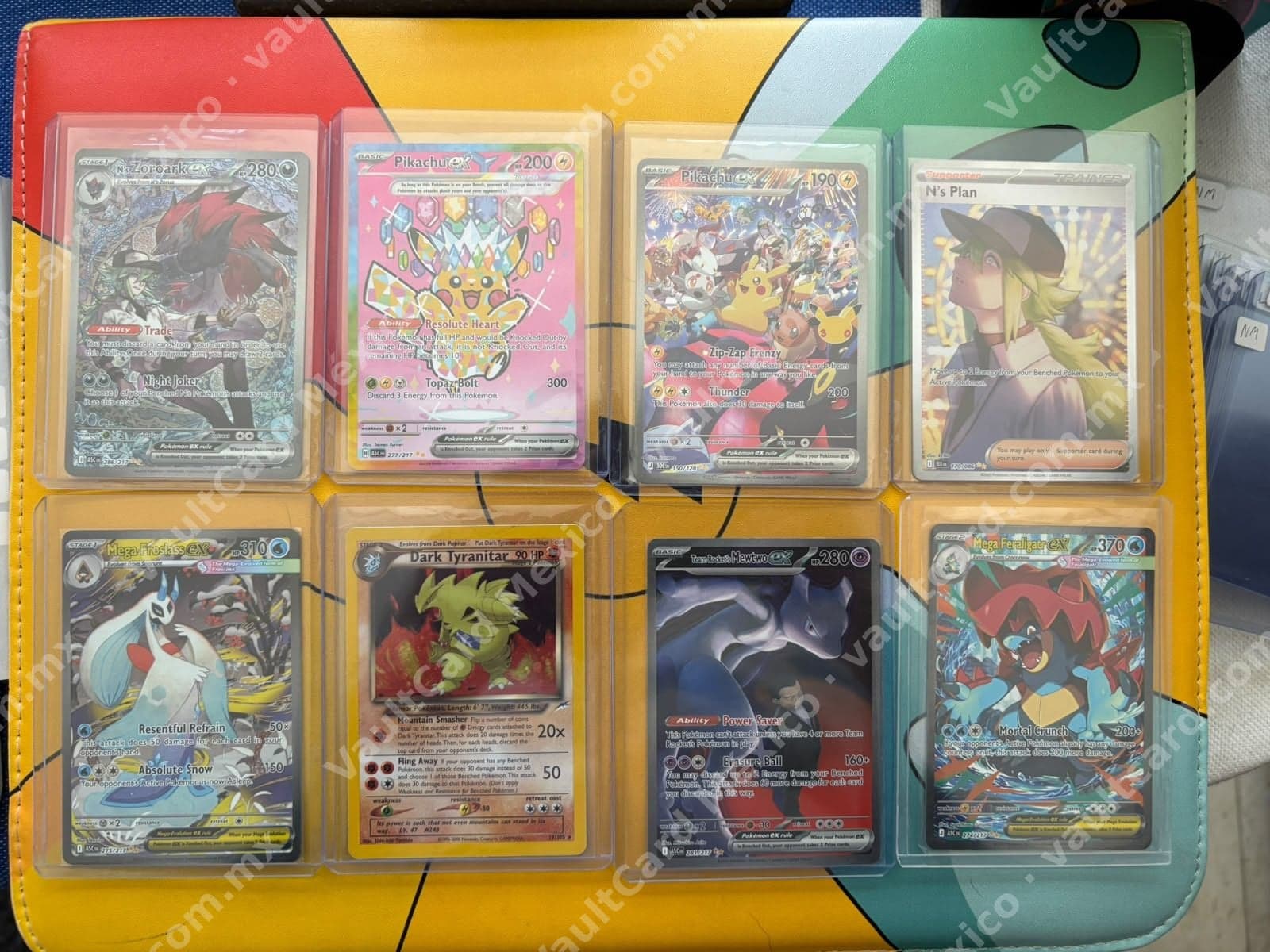 Lote 8 cartas Pokémon TCG - Zoroark ex, Pikachu ex, Mega Froslass ex y más (Inglés)