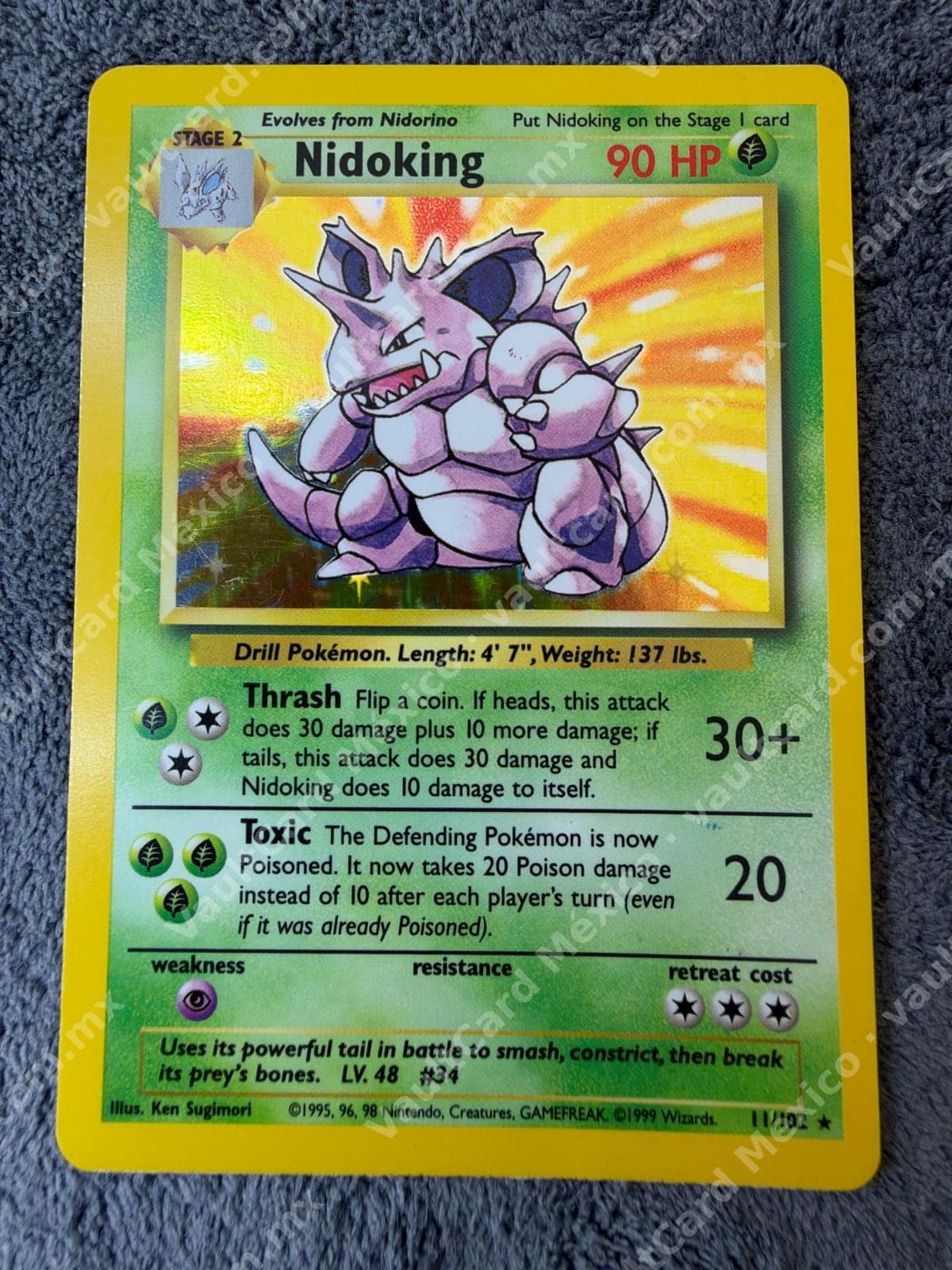 Nidoking 11/102 Unlimited Holo NM - Base Set