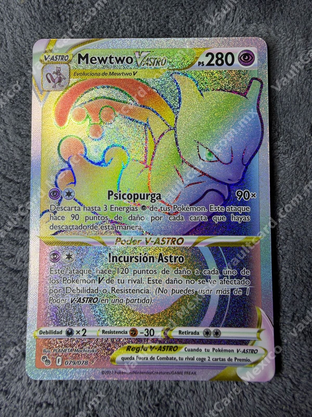 Mewtwo V-ASTRO 079/078 Rainbow Rare NM - Pokémon GO