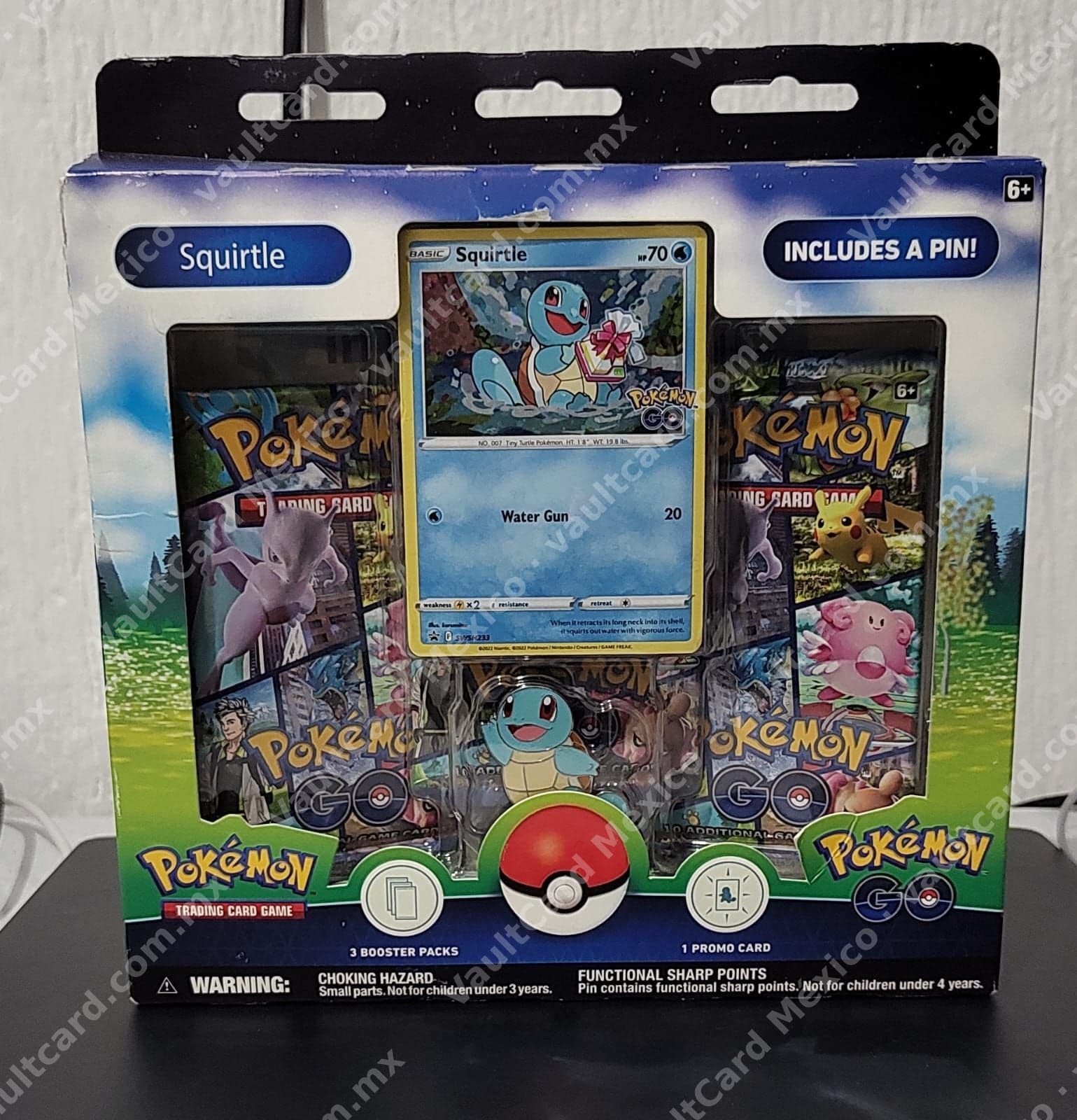 Pokémon GO Squirtle Pin Collection - Inglés (3 Sobres + Pin + Carta Promo)