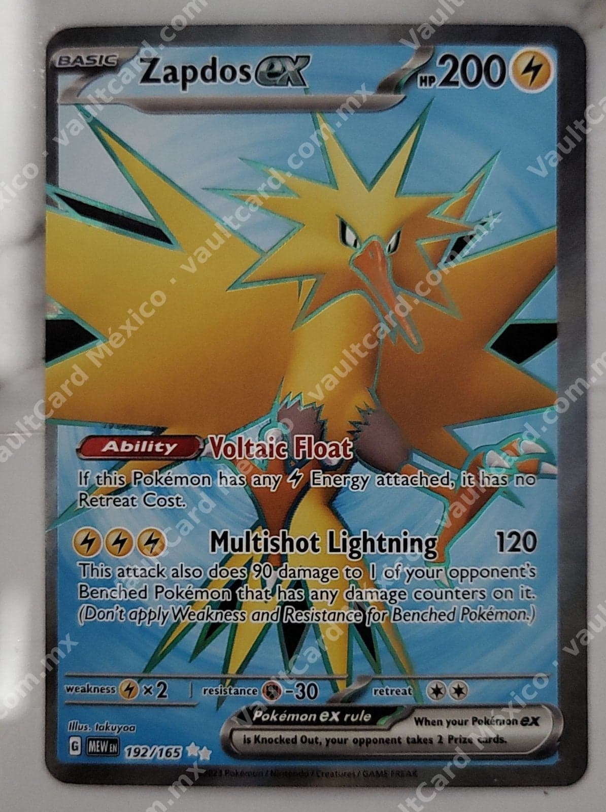 Zapdos ex 192/165 - Full Art 151 (MEW) Inglés