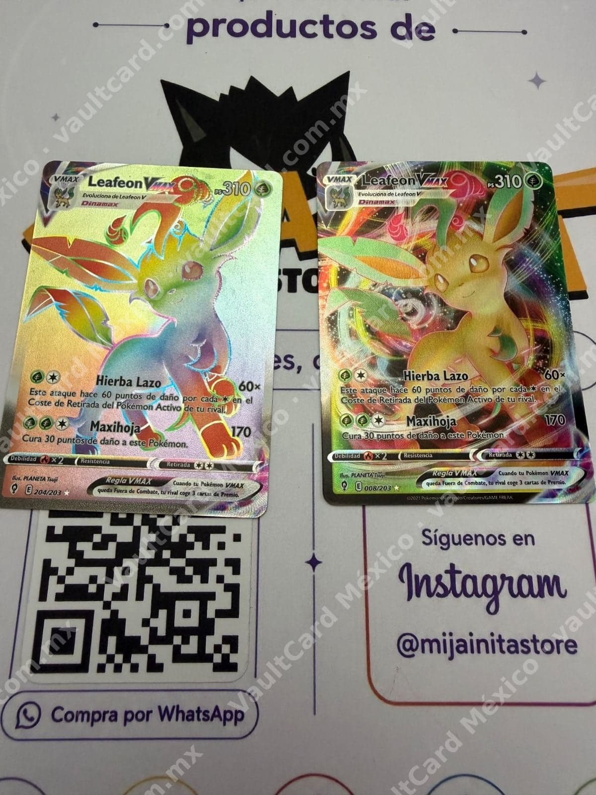 Lote 2 Leafeon VMAX 204/203 y 008/203 - Evolving Skies (EVS) Español