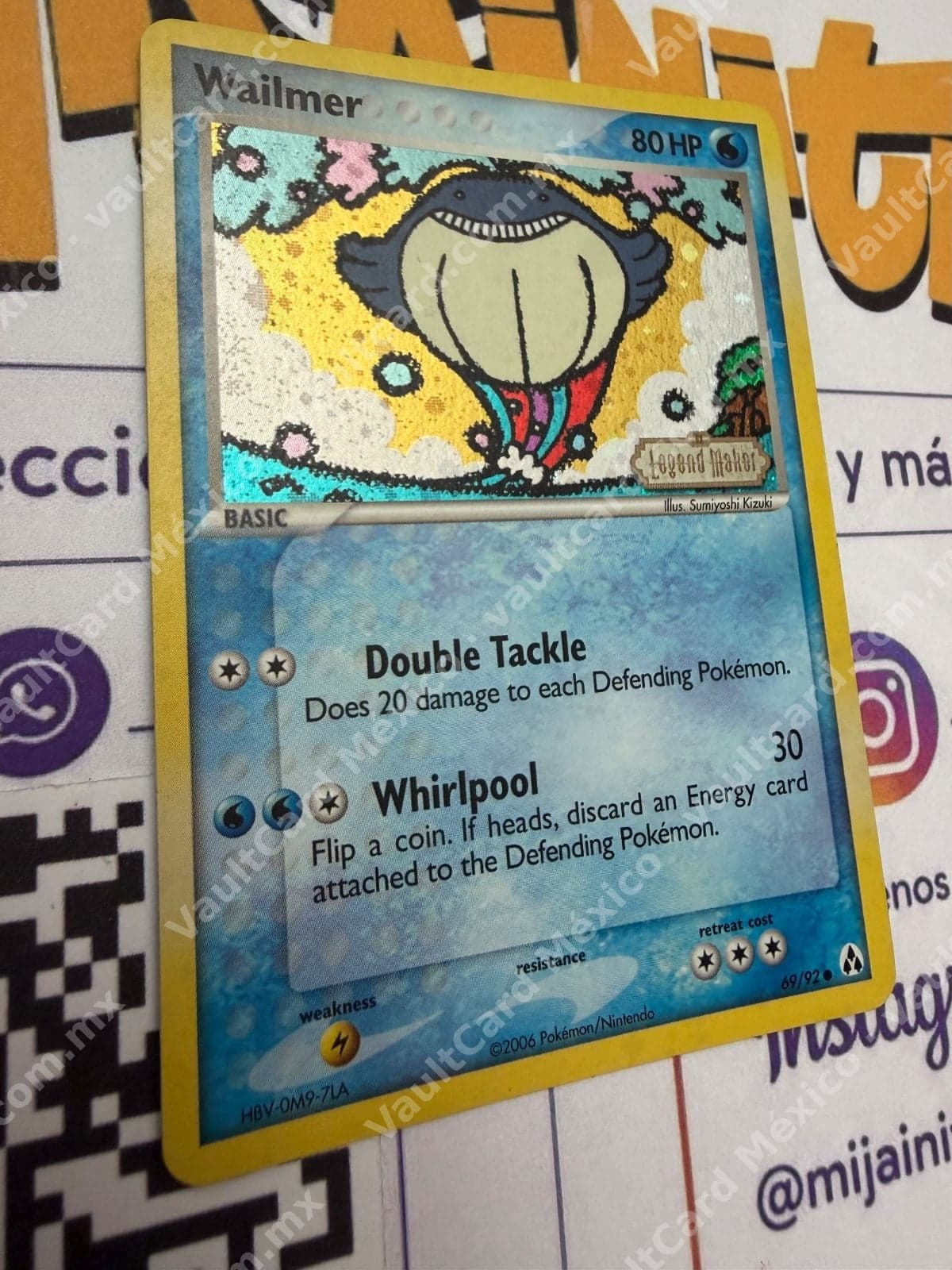 Wailmer 69/92 - EX Legend Maker Inglés Reverse Holofoil