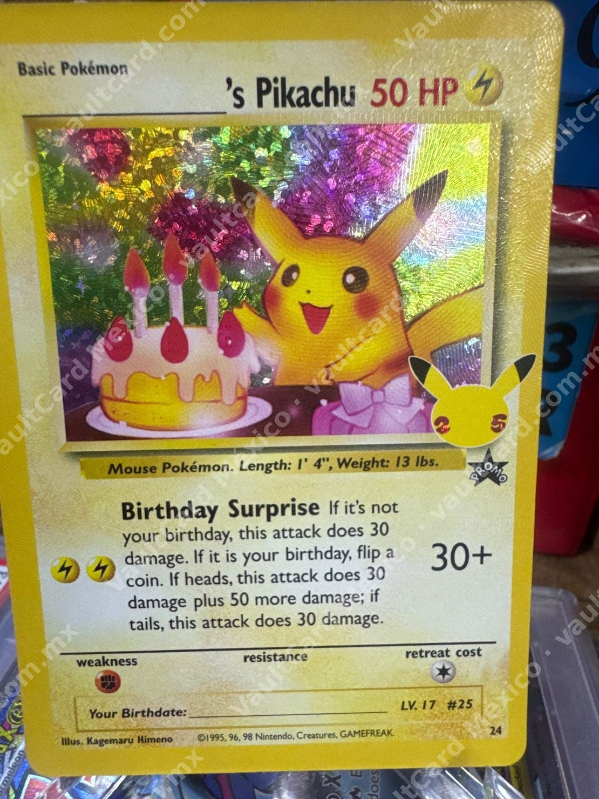 Birthday Pikachu #24 - Celebrations 25th Anniversary Black Star Promo Inglés