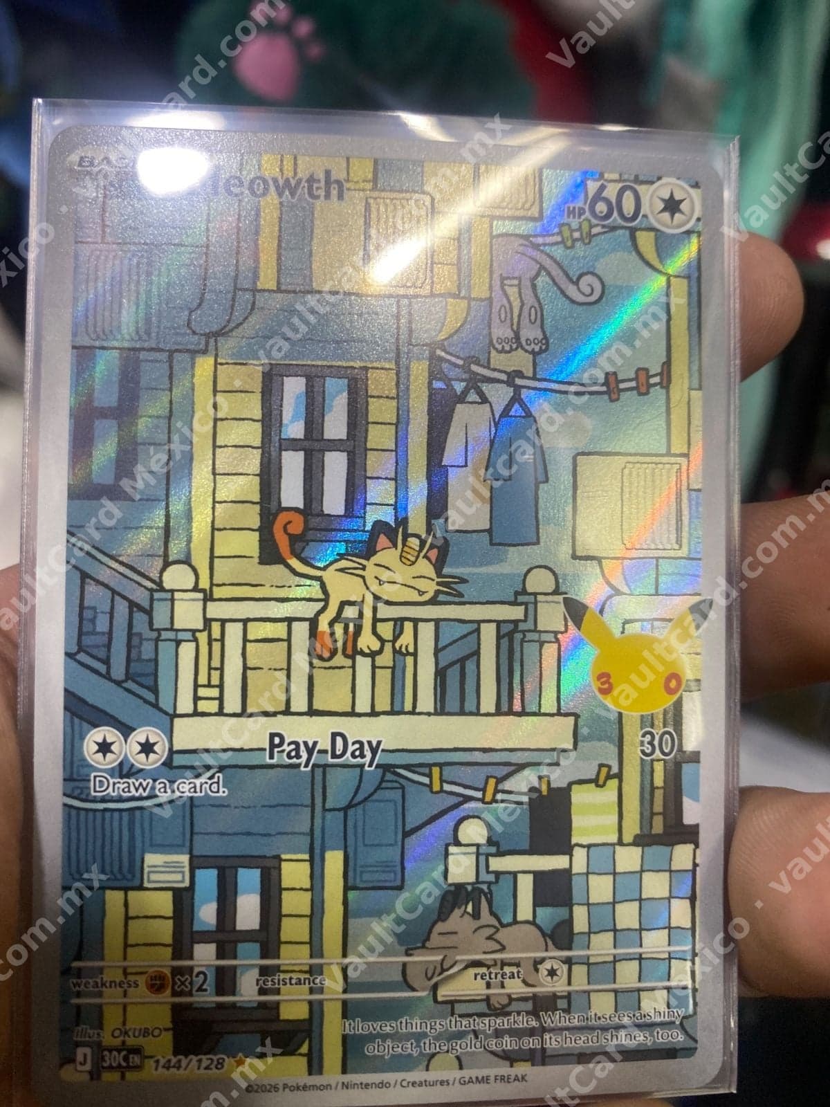 Meowth 144/128 - Pokémon 30 Aniversario (30C) Inglés Illustration Rare