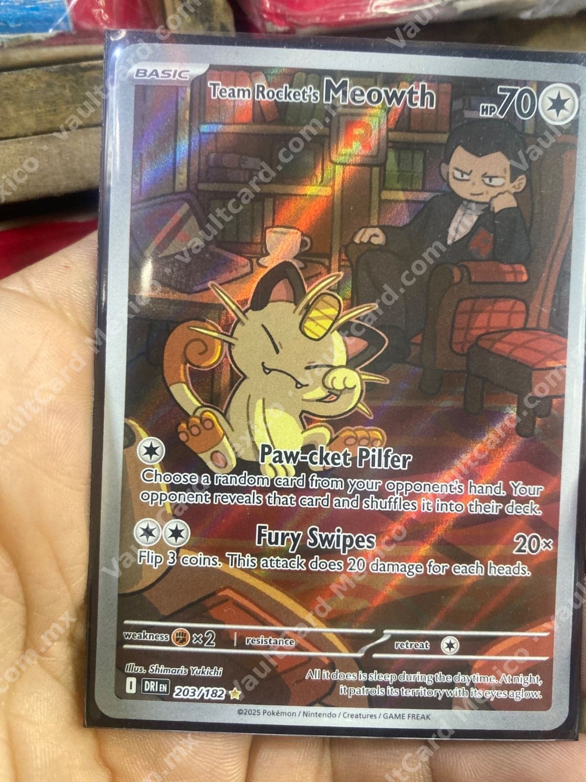 Team Rocket's Meowth 203/182 - (DRI) Inglés - Illustration Rare