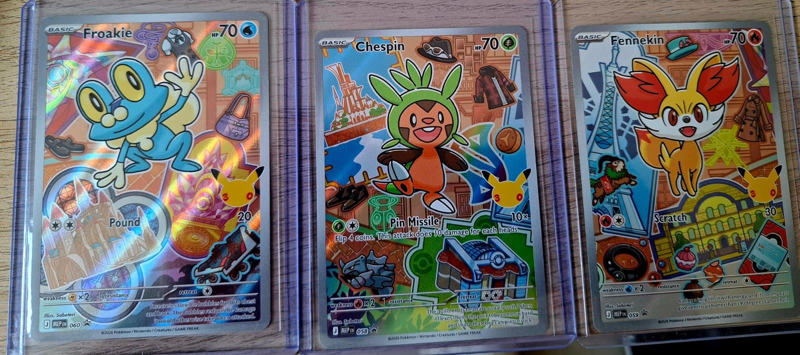Lote 3 Cartas Froakie 060, Chespin 058, Fennekin 059 - (MEP) Inglés — foto 1