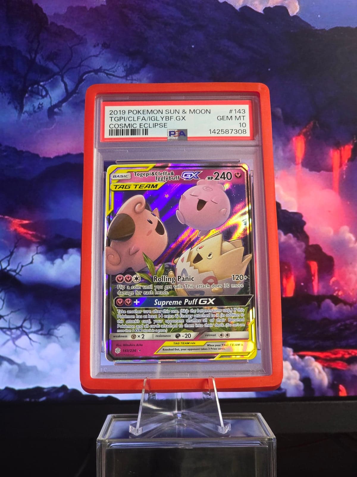 Togepi & Cleffa & Igglybuff GX 143/236 - Cosmic Eclipse Inglés - PSA 10 GEM MINT