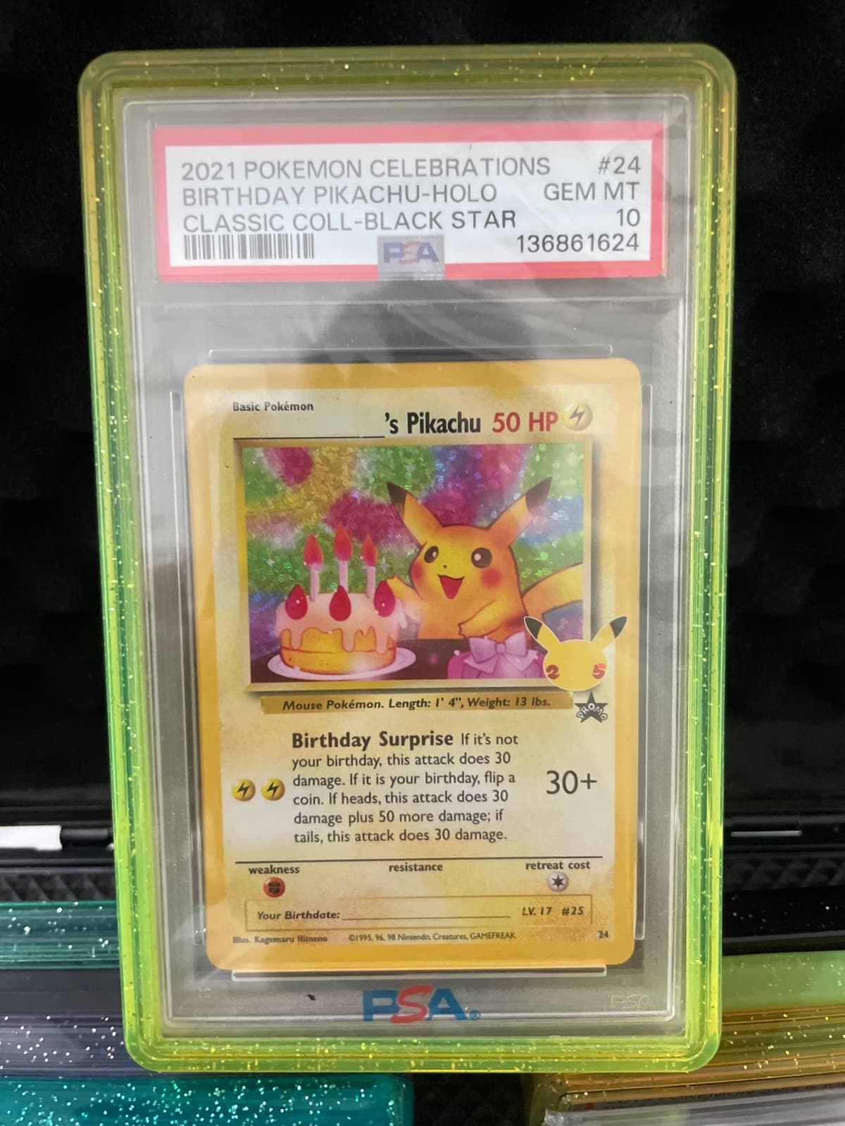 Birthday Pikachu Holo #24 - Celebrations Classic Collection PSA 10 GEM MINT Inglés