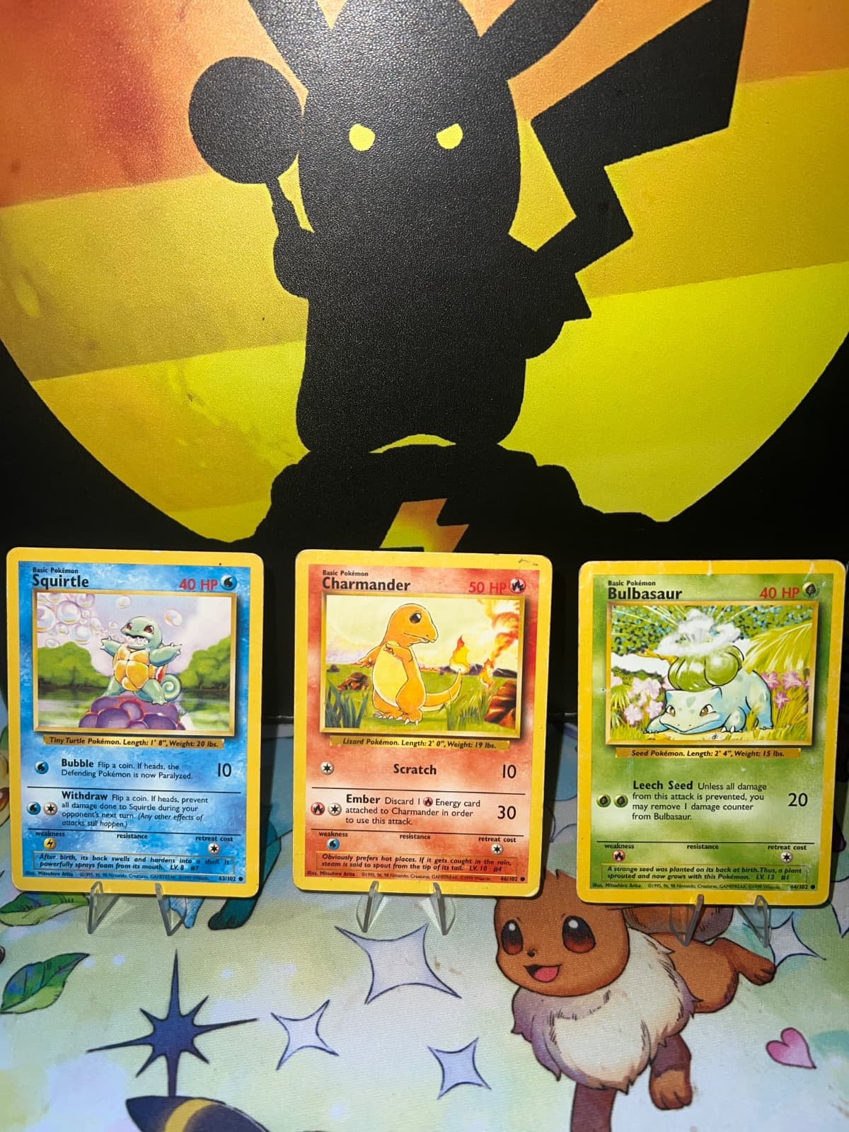 Lote Iniciales Kanto: Squirtle, Charmander y Bulbasaur - Base Set Inglés