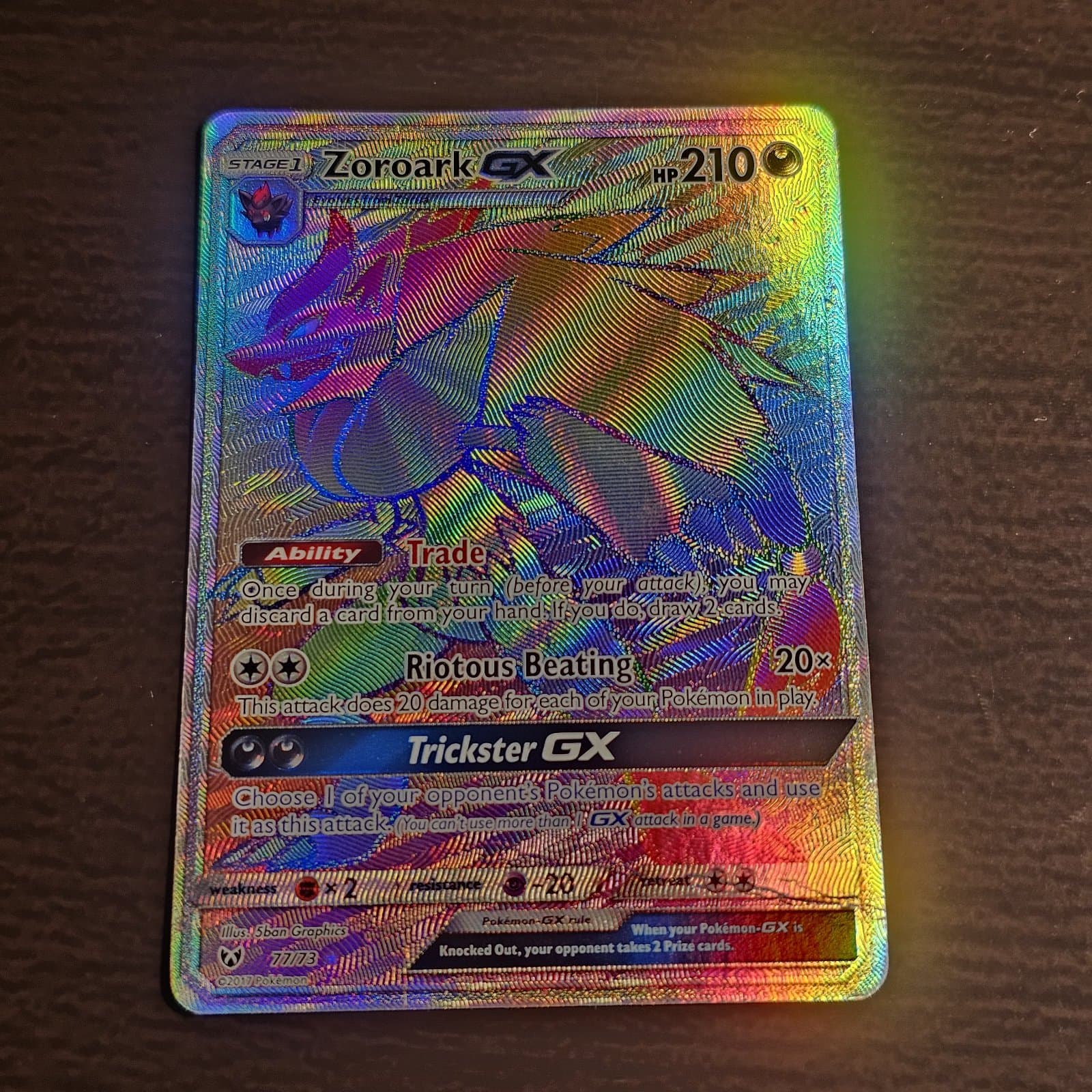 Zoroark GX 77/73 Rainbow Rare - Shining Legends (SLG) Inglés