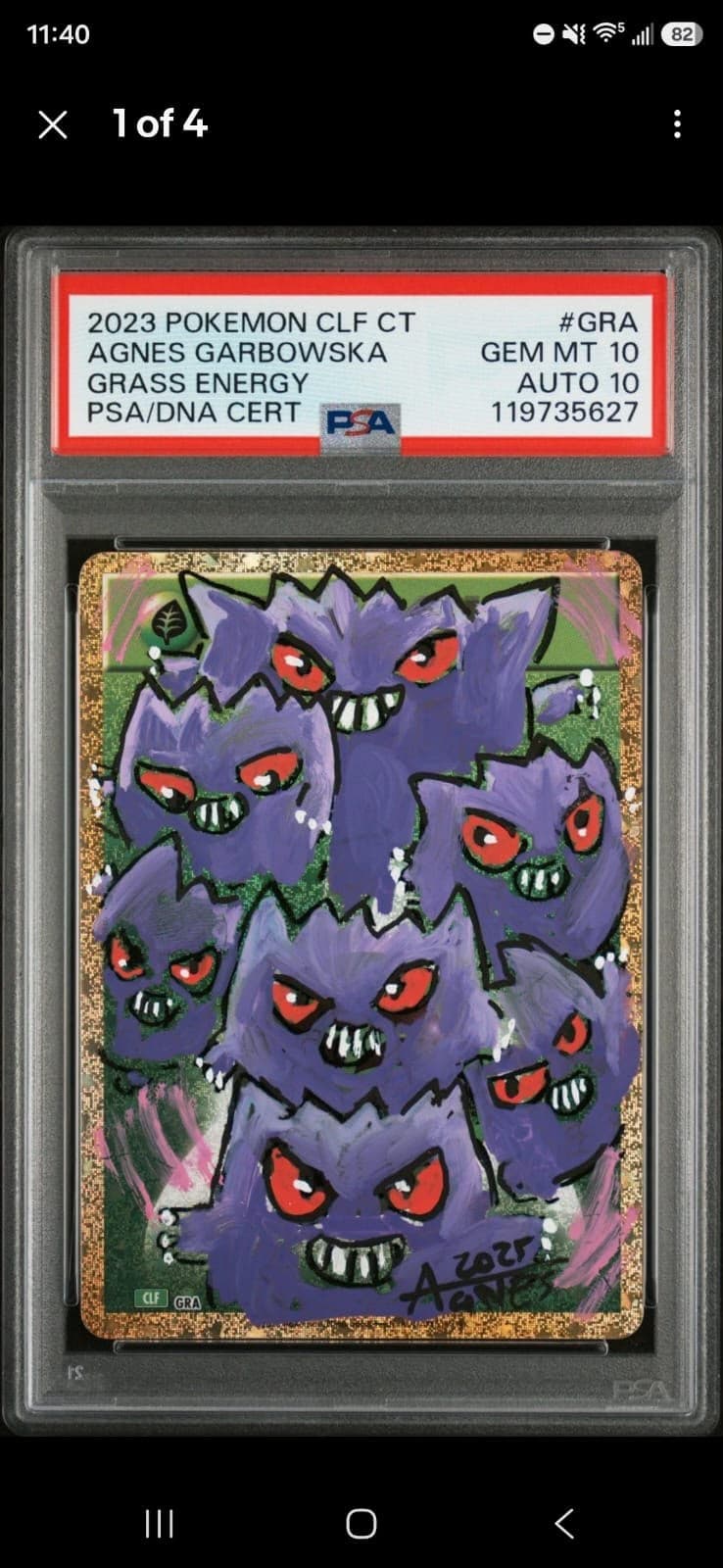 Grass Energy Sketch Card Agnes Garbowska (Gengar) - PSA 10 GEM MT / AUTO 10